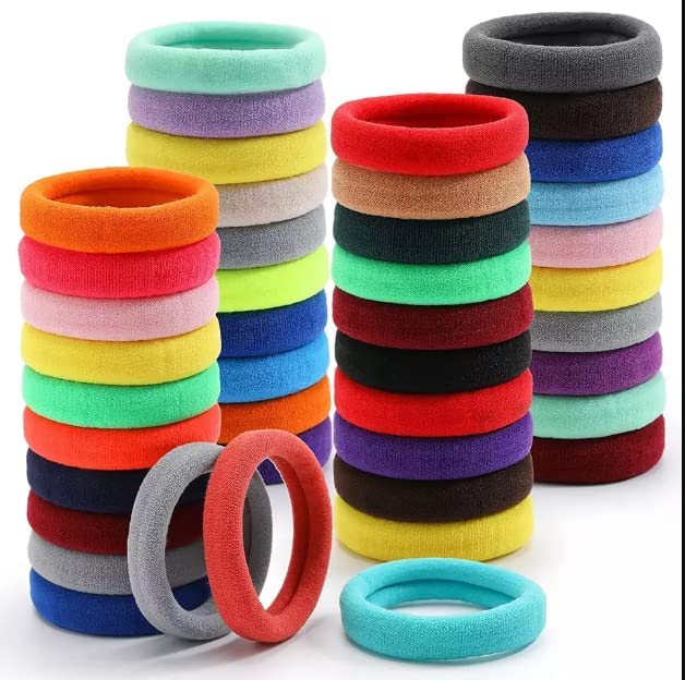GenericUblic Store Seamless Thick Cotton Hair Rubber Bands Elastic Durable Ponytail Holders Hair Ties, Ponytail Buns Headbands, No Crease And Damage Hair Accessories For Kids, Girls And Women (Pack of 30)