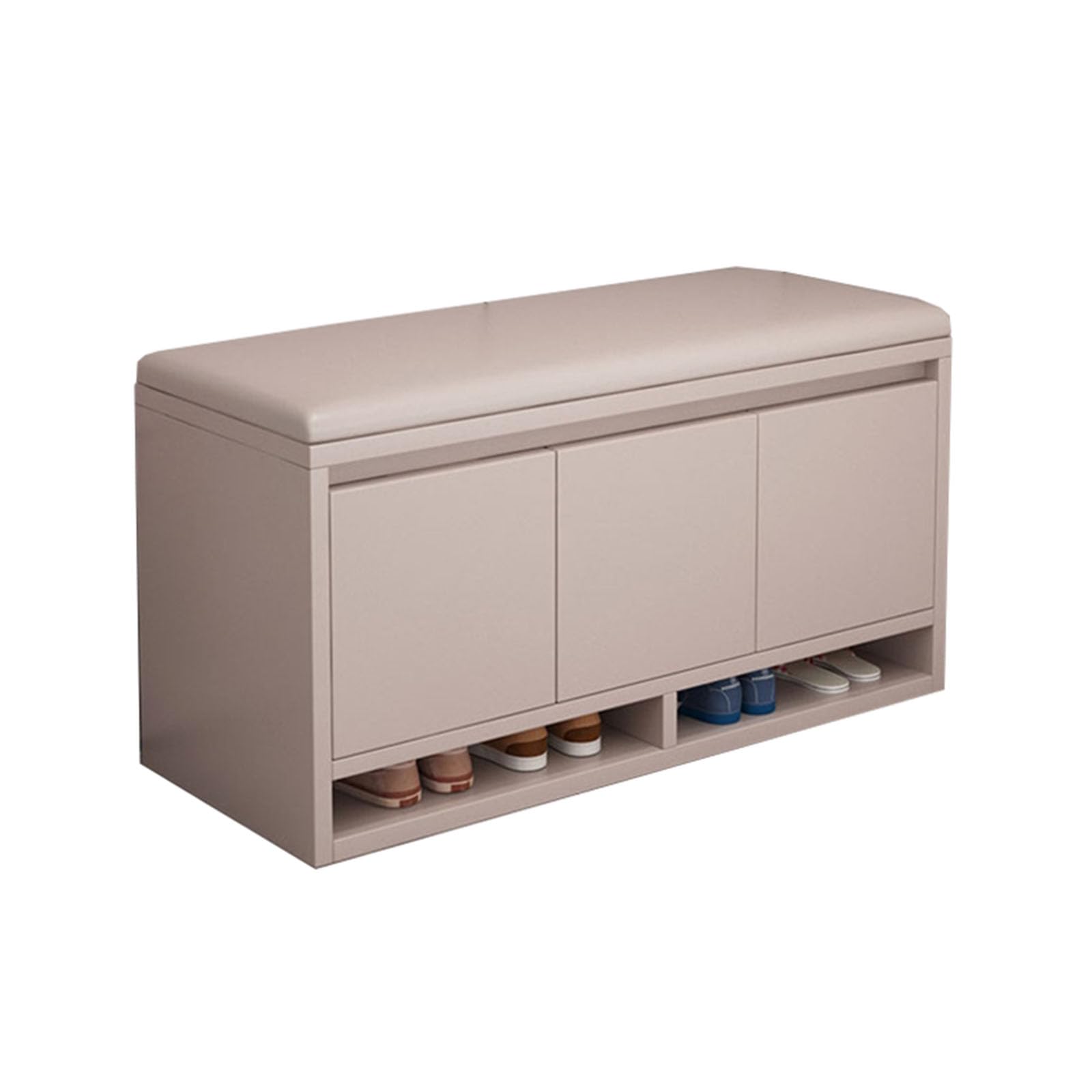 Banc à chaussures réglable et stable avec rangement fermé meuble entrée 100 cm café