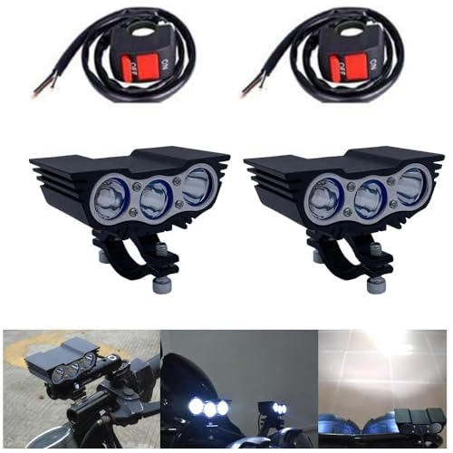 GOODKSSOP 2pcs Owl Style Super Bright 30W LED Light Handlebar Auxiliary Motorcycle Headlight Work Driving Fog Spot Lamp, Universal for Car Offroad ATV Truck Electric Vehicle Bike