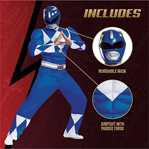 Disguise Mighty Morphin Blue Ranger Muscle Costume #TOP25