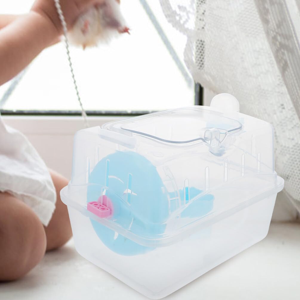 FOMIYES Gerbil Carrie Cage Hamster Travel Carrier Portable Cages Gerbil Transparent Travel Carry Case Outdoor Vacation House for Hamster, Gerbil, Mice Guinea Pig Small Animals - Blue