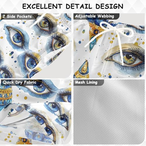 Pigsaly Boys' Swim Board Shorts Pyramid Watercolor Egyptian Evil Eye Boy's Swim Trunks Kids Swimwear 5T Multicolor3