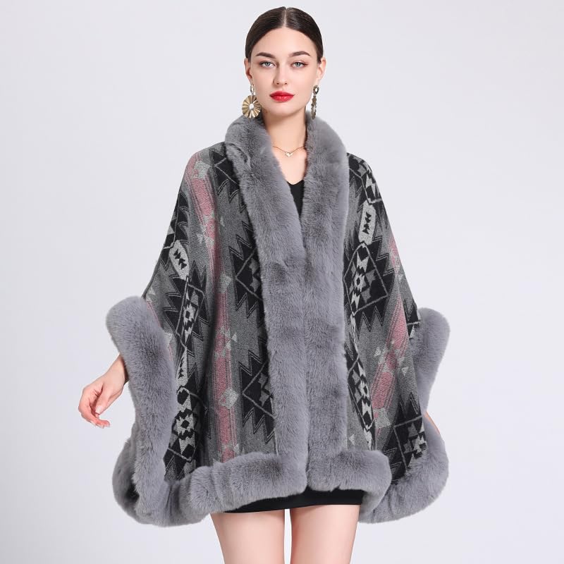 Autumn and Winter Shawl Cape Knitted Cardigan Loose Cloak Coat for Women3