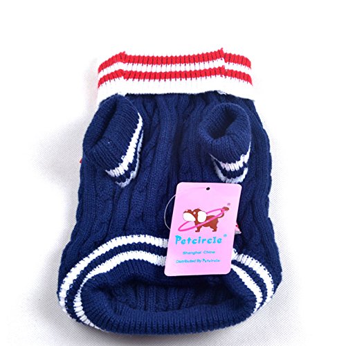 SMALLLEE_LUKCY_Store Hunde Katzen Pullover Strickjacke Winter Kleidung für Kleine Hunde Katzen Welpen Kätzchen Chihuahua Mops Französische Bulldogge Blau XS