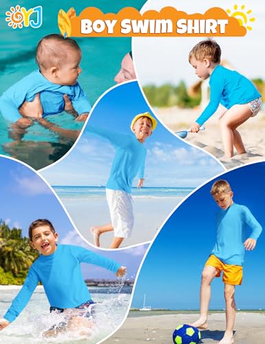 Image of Boys Rash Guard Swim Shirt Long Sleeve Rashguard UPF+ 50 SPF Sun Water Surfing Shirts for Toddler Kids Youth Teen 2T-16Y