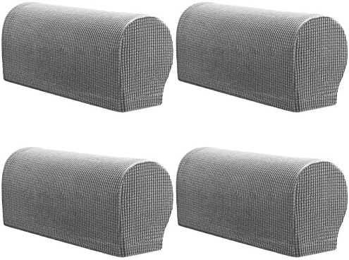 ESRISE Armrest Chair Covers, Set of 4 Stretch Armchair Couch Arm Rest Cover Anti-Slip Spandex Polyester Sofa Chair Arm Caps Slipcovers for Furniture Protector (Black)