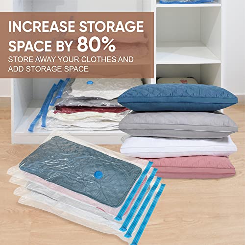Image of Roomimaster Vacuum Storage Bags,10 Small Space Saver Bags Vacuum Seal /Sealer Bags With Pump For Clothes,Comforters,Blankets,Bedding,Pa+Polyethylene,White