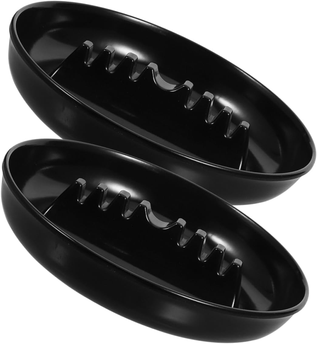 Unomor 2pcs Round Car Ashtray 7 Slots Portable Black Plastic Ash Tray for Automotive and Home Use Multi-Functional Ashtray for Travel and Outdoor