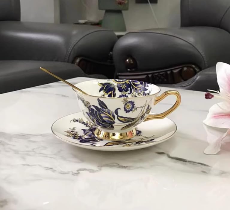 Set di tazze e piattini da caffè e tè in ceramica con fiori blu set di tazze da caffè e piattini in ceramica piatto per tazza da latte e succo regalo di compleanno per ufficio e casa