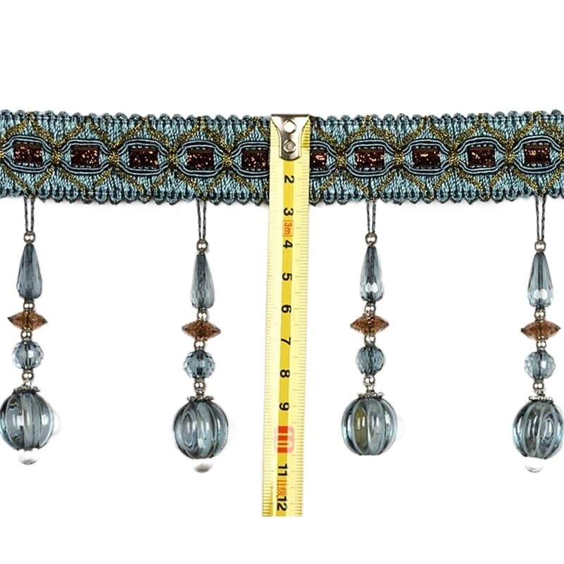 Décoration de pompon exquise, perles suspendues tressées, garniture de rideau de 4 mètres, perles suspendues tressées, frange de gland, nappe pendentif frange bricolage (couleur : 5) (couleur : 5) (