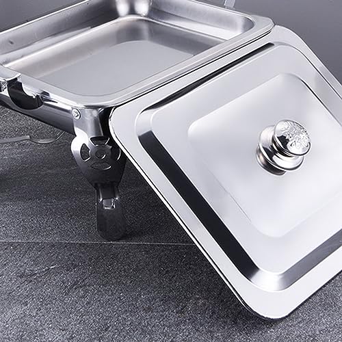 Poêle buffet en acier inoxydable argenté avec couvercle pour la restauration en libre-service - 8