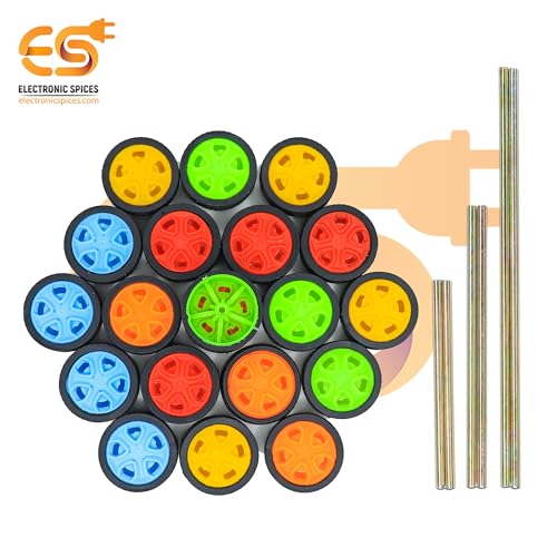 Image of Electronic Spices 30mm x 11mm Hard Plastic Build Rubber Cover Wheels for RC Toys Cars with Shaft (Multicolor)