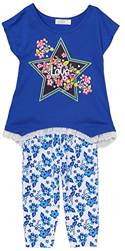 Image of ToBeInStyle Girl's 2 Piece Outfit Top & Leggings Set Casual Graphic Shirt Capri Pants