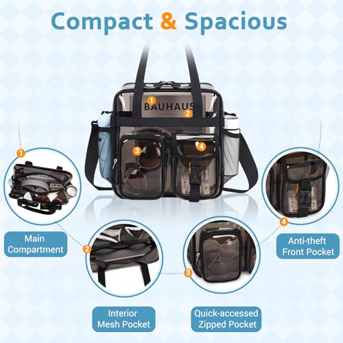Image of Clear Tote Bag, Heavy Duty PVC 12x 12x6 in Clear Bag for Stadium Events for Women Men