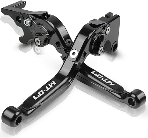 MT07 FZ-07 Juego de palancas de freno y embrague plegable extensible CNC Fit compatible con MT07FZ-07 2014-2023 Accesorios de motocicleta (negro)