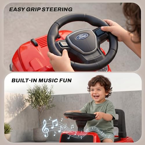Image of Baybee Speedy Baby Ride on Car for Kids | Portable Kids Car with LED Lights, Music & Storage Basket | Push Toy Cars with High Backrest | Toddler Rideons Jeep for 1 to 3 Years Boys Girls (Red)