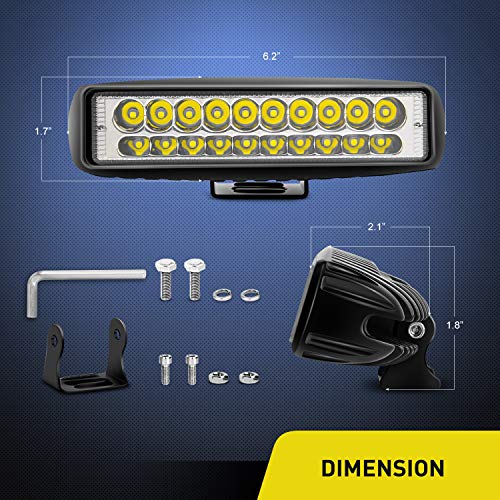 Nilight 2Pcs Led Pods 6 Inch 60W Spot Light Bar 3000Lm Driving Fog Off Road Lights 12V/24V For Trucks Jeep Utv Atv Marine Boat Golf Cart Trailer,2 Years Warranty #TOP1
