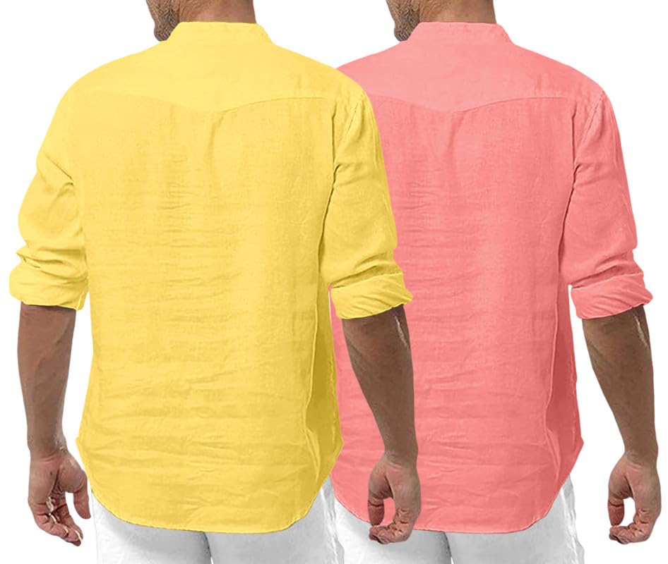 Image of ROYALSCOUT Men's Cotton Polyester Blend Solid Regular Fit Full Sleeve Short Kurta | Ethnic, Lightweight Summer Kurta for Daily & Occasion Use