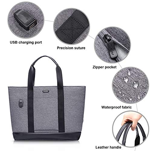 iCozzier-Laptop-Tote-Bag-156-Inch-Large-Briefcase-with-USB-Charging-Port-Water-Repellent-Women-Lady-Stylish-Handbag-for-BusinessSchoolShoppingTravel