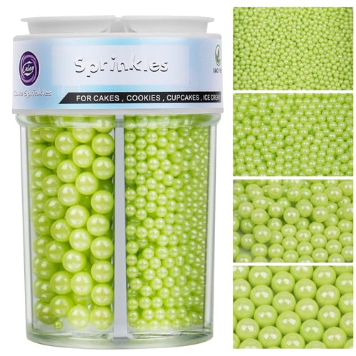 Image of ST Patricks Day Sprinkles for Cake Decorating, 7.8Oz Green Pearl Sprinkles 4 Sizes Mix for Cake Cupcake Cookie Baking Donuts Ice Cream Toppings