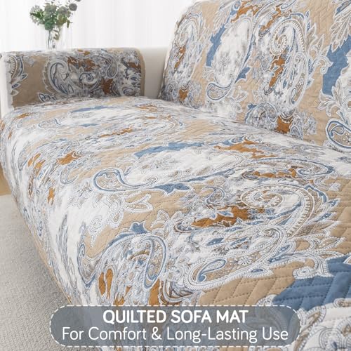 Image of HOKIPO Reversible Quilted Sofa Cover 3 Seater and 1 Seater Set, 4 Seater(3+1) Sofa Cover, Easy Drape Series, Urban Floral (IN-1101 + IN-1099-ED4)