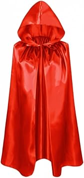 Proumhang Red Satin Hooded Cape Children Halloween Christmas 120 cm