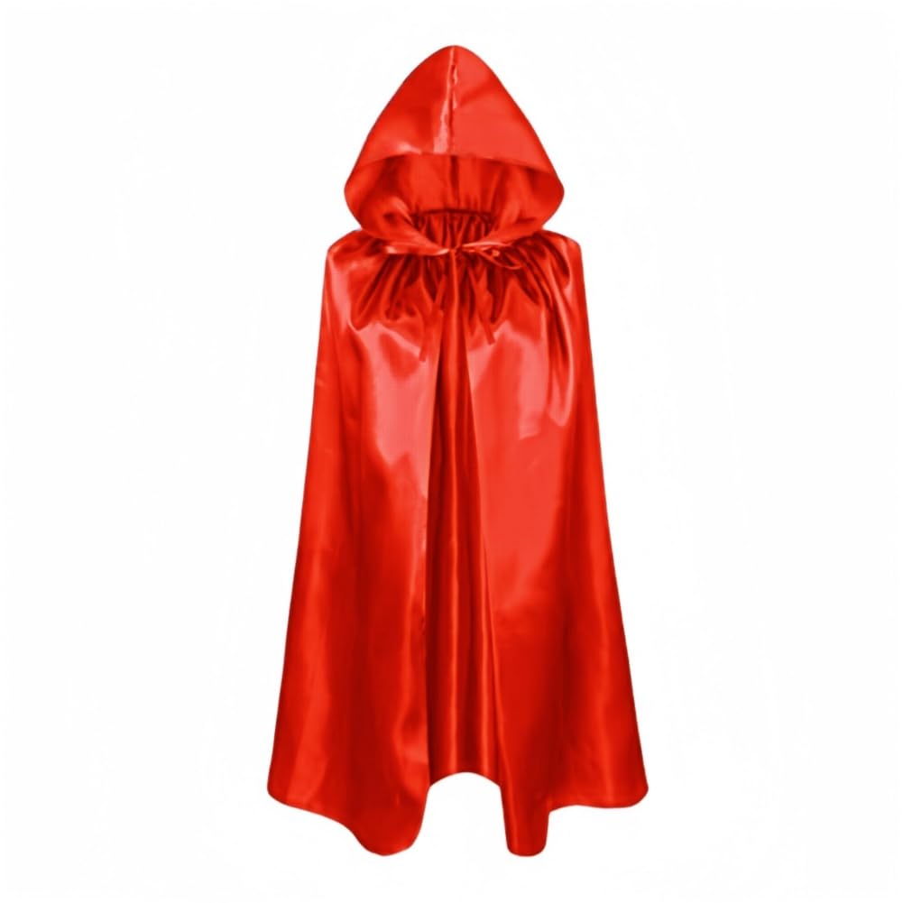 Proumhang Czerwony Peleryna z Kapturem dla Dzieci Peleryna Czarownicy Peleryna Wampira Diabelska Peleryna Peleryna Ponurego Żniwiarza Halloween Masquerade Christmas Cosplay 100cm