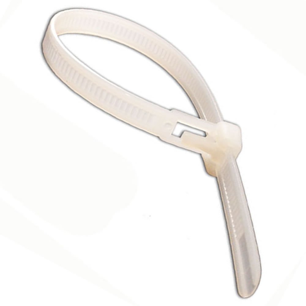 kenable Reusable Cable Ties with Quick Release Catch | Natural Nylon Zip Ties for Home Office Workshop | 200mm x 7mm | 100 Pack