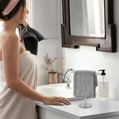 Toallero de acero inoxidable con base estable para tocador de baño 5