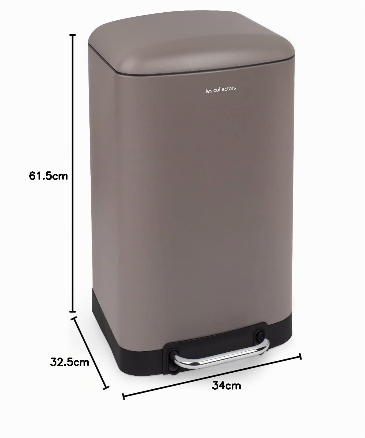 H.Koenig Pattumiera da cucina a pedali N°719 acciaio inox Les Collectors Capacità 30L Pratico, Resistente, Compatto, Design elegante, Finitura opaca, Chiusura silenziosa, Secchio interno removibile