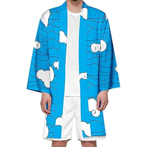 YZJYB Anime Demon Slayer Urokodaki Sakonji Kids Kimono Uniforms Cosplay Costume Halloween for Boys Girls Outfit Full Set Daily Casual Cloak Cape Suits,Blue,160 Cover