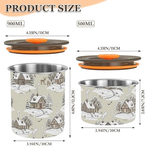 Envase hermético de acero inoxidable 900 ml beige miniatura 2