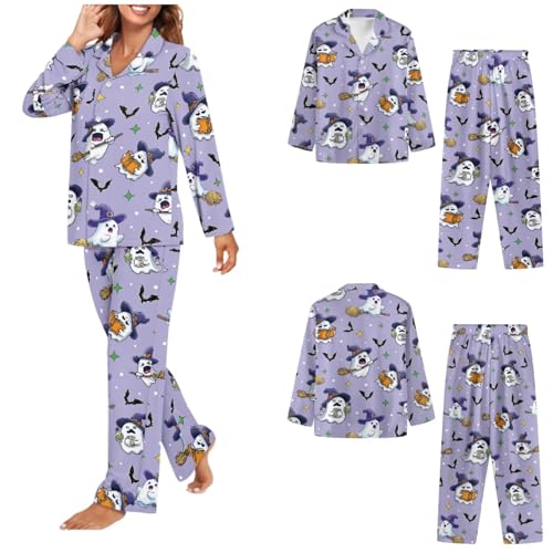 Halloween Pjs Couple Set Men Halloween Pajamas Lounge Wear Ghost Pajamas Mens Long Sleeve Pajama Set Button Down Lounge Sets Couple Matching Outfits3