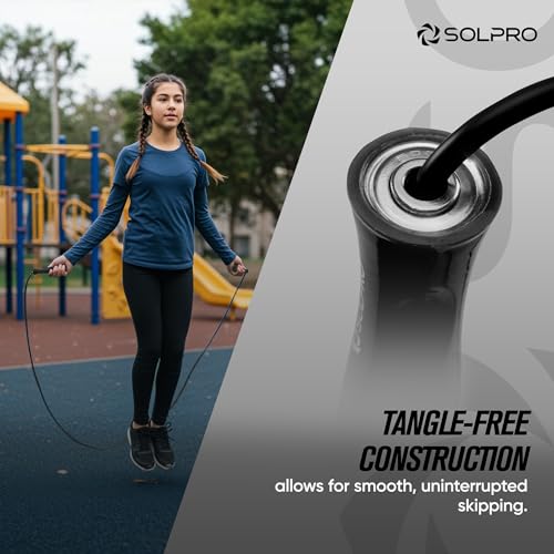 Image of Solpro Ascend Adjustable Jump Rope Skipping Rope for Men, Women, Kids, Athletes | Unisex, Tangle-Free, Non-Slip, Durable | Ideal for Fitness, Cardio, Agility & Gym Workouts