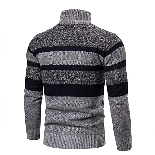 Sweaters Men Slim Fit Striped Jumpers Plus Size Men's Cardigan Sweater Long-Sleeve Knitted Casual Turtleneck2