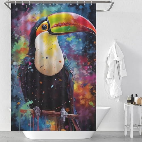 Rideau de douche toucans imperméable en polyester lavable pour baignoire 122x183cm - 2
