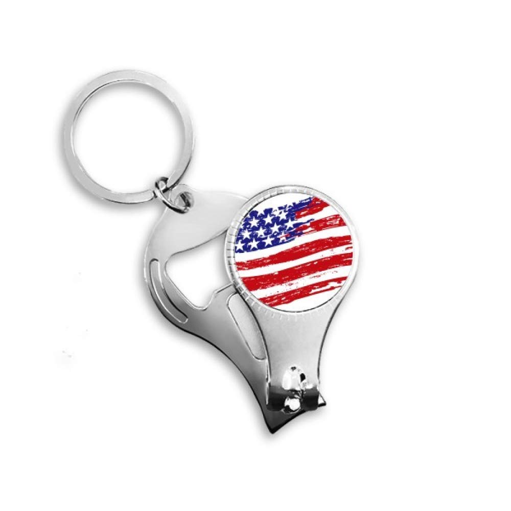 Porte-clés décapsuleur Amérique étoiles rayures ouvre-bouteille de poche USA