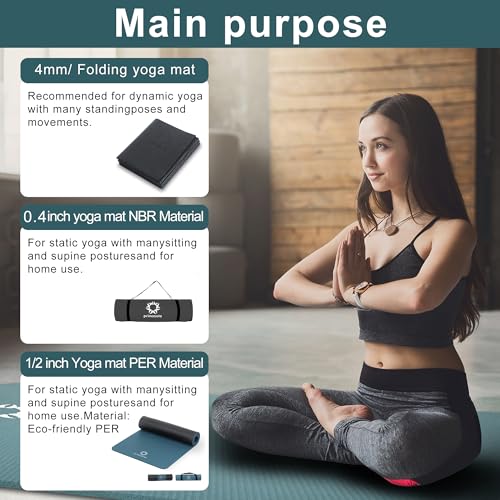 Image of Primasole Thick Yoga Mat, 1 /2-Inch Extra Thick NBR Mat with Enhanced Stability - Textured Design, Lightweight Mat with Carrying Strap & Case for Yoga, Pilates, Gym & Home Use (Multiple Colors)