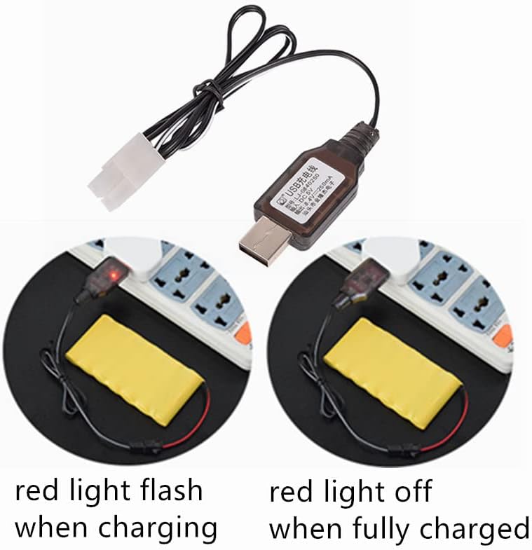 Miniatura 4 de Batería recargable AA de 8.4V 1000mAh NI-CD con conector Tamiya estándar para RC Car RC Truck Tank 2 Pack con cargador USB