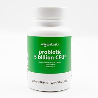Amazon Basics - Probiótico, 5 mil millones de UFC, 8 cepas probióticas con mezcla de prebióticos de 60 mg, 60 cápsulas vegetarianas, suministro de 2 meses, apoya la digestión saludable (anteriormente