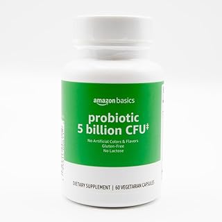 Amazon Basics Probiotic 5 Billion CFU, 8 Probiotic strains with 60 mg Prebiotic Blend, 60 Count Vegetarian Capsules, 2 Mon...