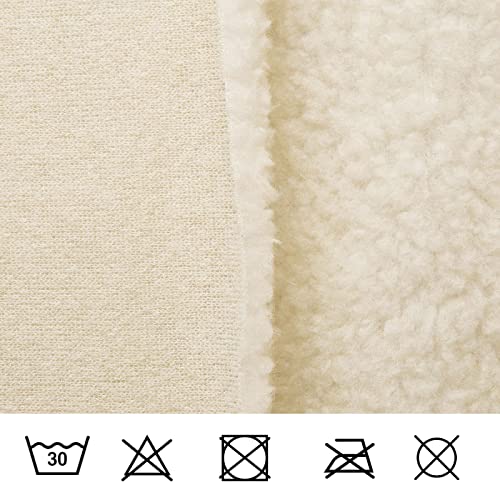 Lammfell (ecru) dichtes, wärmendes Fellimitat - leicht elastisch, Innenfutter, Futterstoff - Meterware