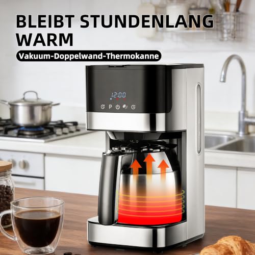 KEINVE Filterkaffeemaschine mit Thermokaraffe, 1 Liter, 900W, Edelstahl – Ansicht 5