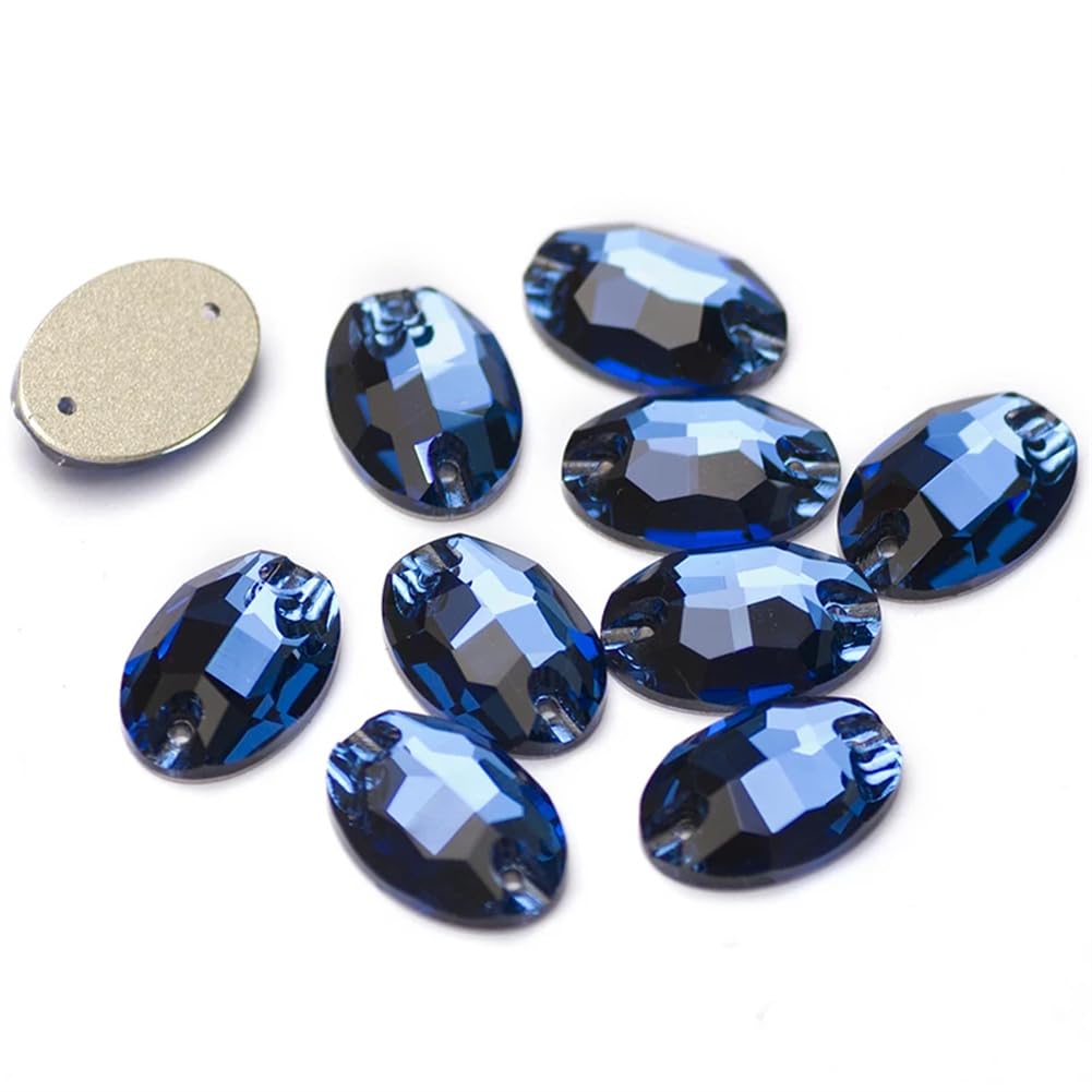 Przezroczyste szkło, kryształowy kamień, Owalne szklane kryształki do szycia, płaskie z tyłu, do przyszycia, DIY, luźne kryształki(Smoked Topaz,11x16mm 72Pcs)