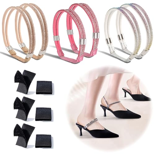 Elastic High Heels Shoe Straps, Elastic Shoe Ankle Straps, High Heel Anti-Loose Straps, Replacement Ankle Straps for Heels, Shoe Straps for Heels Detachable Shoe Straps (3 Pairs 01)
