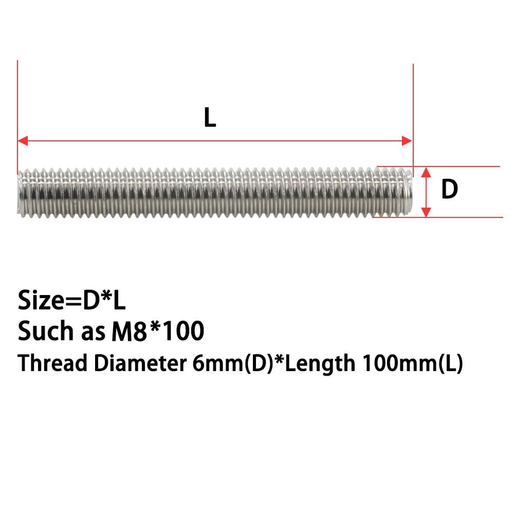 Stepper Screw 8mm Fully Thread Screw Rod M8 Metric Thread Stainless Steel Screw Bolts 30mm to 500mm Right Hand Thread Screw Studs Bar Tapped Block(80mm)