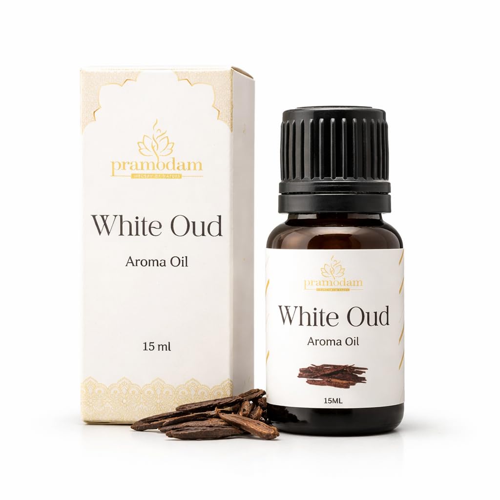 Pramodam White Oud Aroma Oil 15ml for Diffuser | Luxury Aromatherapy Fragrance Oil for Home, Bedroom, Office, Spa, Meditation & Relaxation-image-37