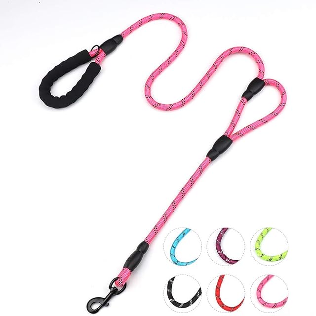 DDSColour Correa para perro de 1,5 m de largo con dos asas acolchadas, resistente, diseño de doble mango