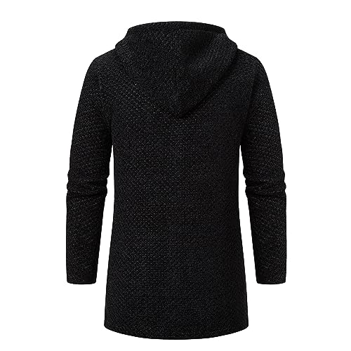 Mens Long Cardigan Hoodies Full Zip Fleece Lined Sweaters Fashion Knitted Men Regular Fit Sweater Hooded Coat3