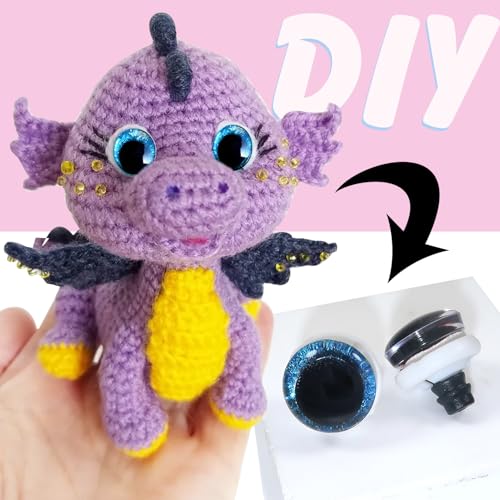 TOAOB 64 Sets 14mm Glitter Safety Eyes Doll Eyes Animals Eyes Plastic Craft Eyes Glitter Colourful Eyes with Washers for Crochet Animals Puppet Making - Image 3